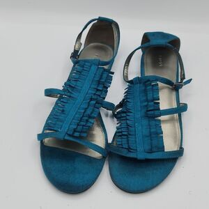 Fioni Strappy Fringe turquoise buckle sandles